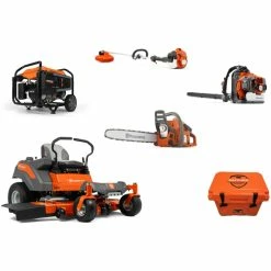 Generac GP7 Husqvarna Mower Bundle - Z254F Zero Turn 525LK Trimmer 7677 Generator