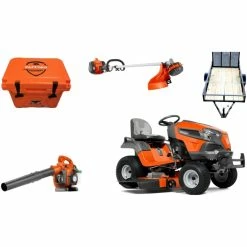 Caliber Trailer Mfg. HH203 Husqvarna Mower Bundle - TS 248XD Lawn Tractor 130L Trimmer 125B Blower