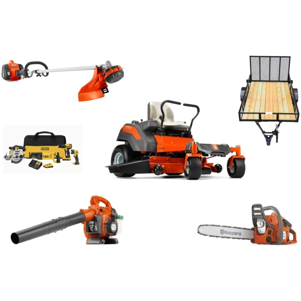 Caliber Trailer Mfg. HH4001 Husqvarna Mower Bundle - Z248F Zero Turn 130L Trimmer 120 II Chainsaw 1 Caliber Trailer Mfg. HH4001 Husqvarna Mower Bundle - Z248F Zero Turn 130L Trimmer 120 II Chainsaw