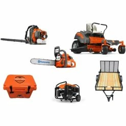 Caliber Trailer Mfg. HH4148 Husqvarna Mower Bundle - Z248F Zero Turn 445 Chainsaw 7677 Generator