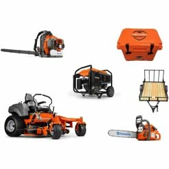 Caliber Trailer Mfg. HH4149 Husqvarna Mower Bundle - MZ 54 Zero Turn 445 Chainsaw 7677 Generator